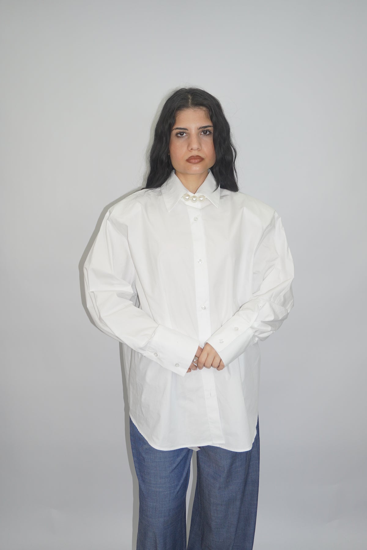 Camicia In Cotone Con Maxi Spalline Just-West